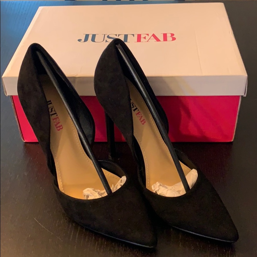 Just Fab Monika Black Suede Pumps